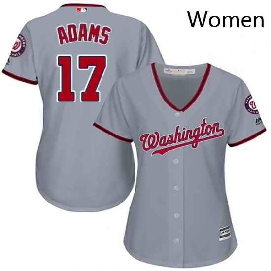 Womens Majestic Washington Nationals 17 Matt Adams Replica Grey Road Cool Base MLB Jersey
